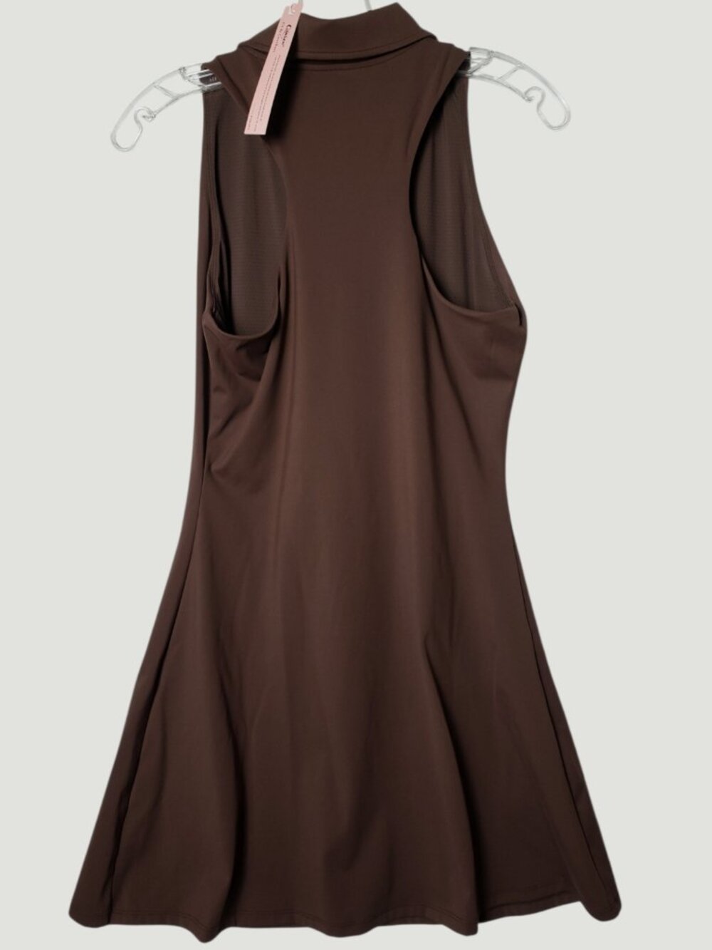 QINSEN Womens Tennis/Golf Dress Polo Collar Racer Back  W/Shorts Brown Large - Picture 4 of 15